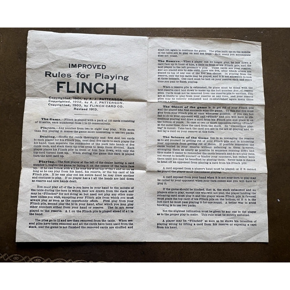 ANTIQUE 1913 FLINCH CARD GAME ALL COMPLETE in ORIGINAL BOX w/INSTRUCTIONS - Picture 4 of 11